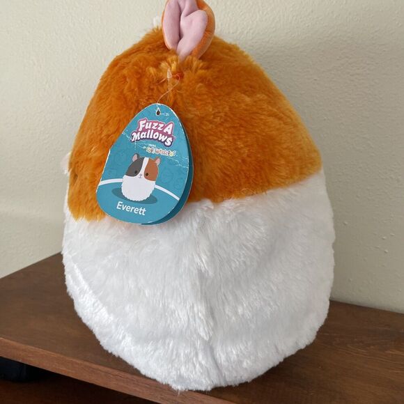 Squishmallow 12" Everett Guinea Pig Fuzz A Mallow Tri-Color Pet Plush Cat Calico - Picture 5 of 9